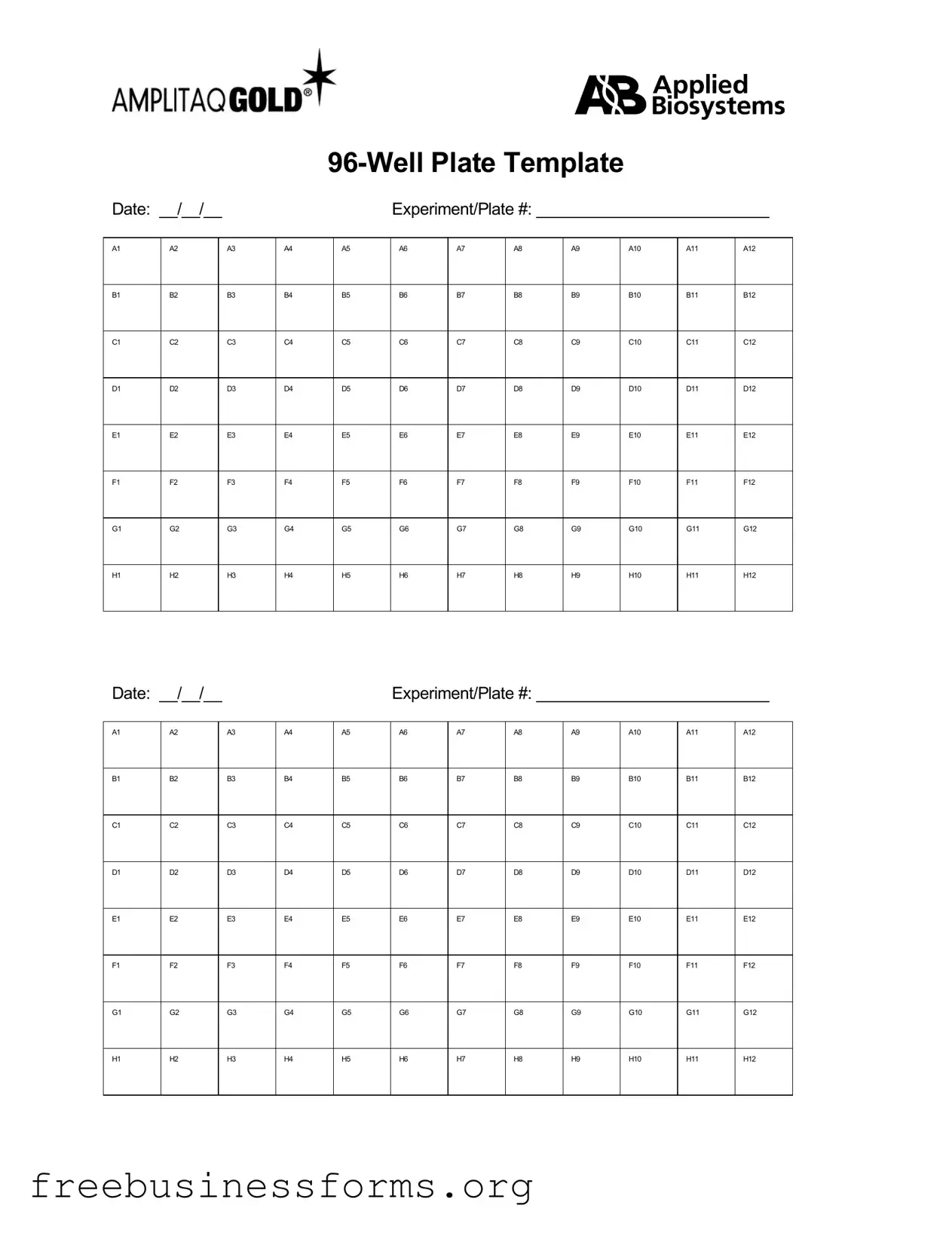 Official 96 Well Form in PDF