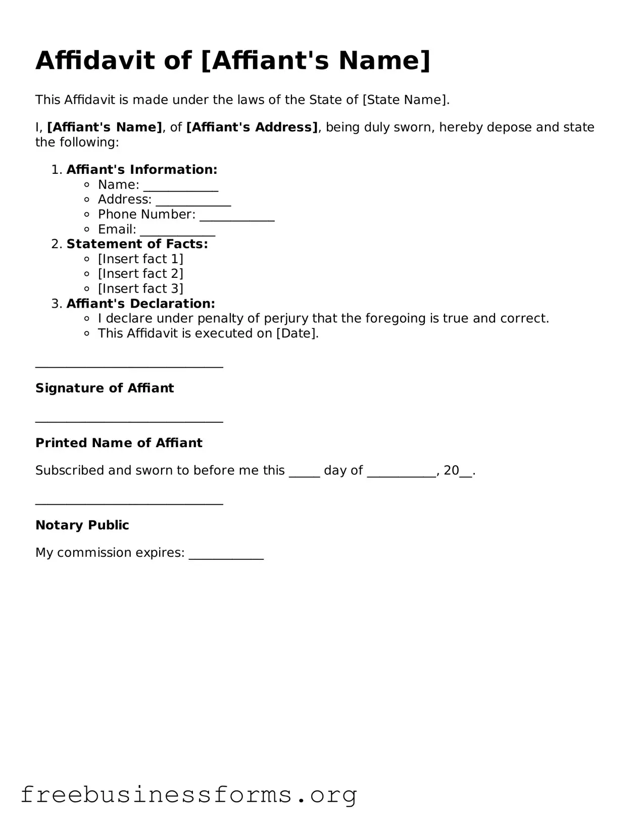 Official Affidavit Form