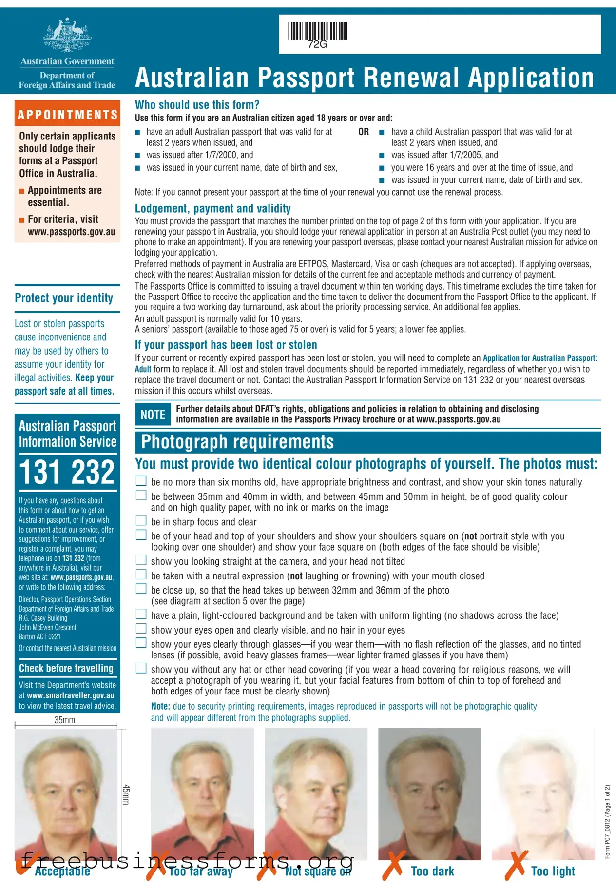Official Australian Passport Renewal Form in PDF