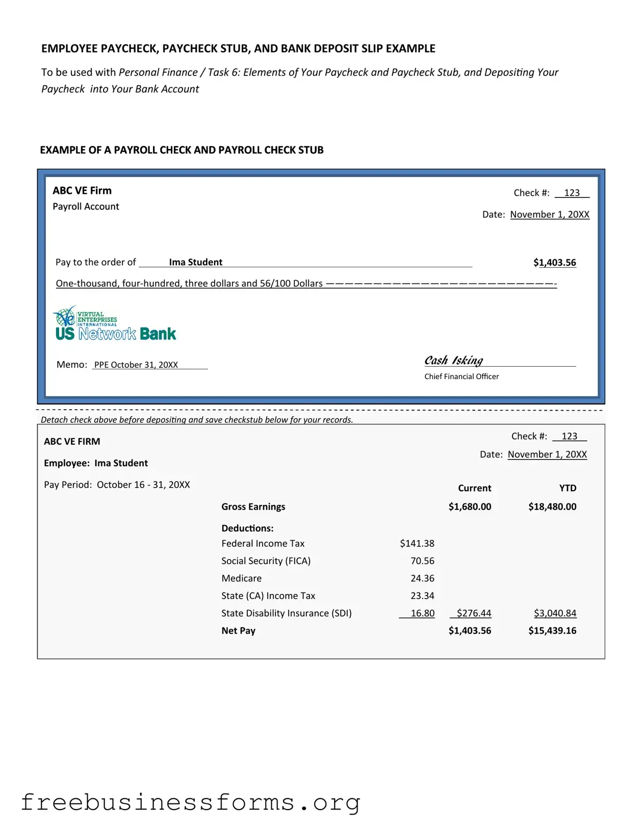 Official Payroll Check Form in PDF