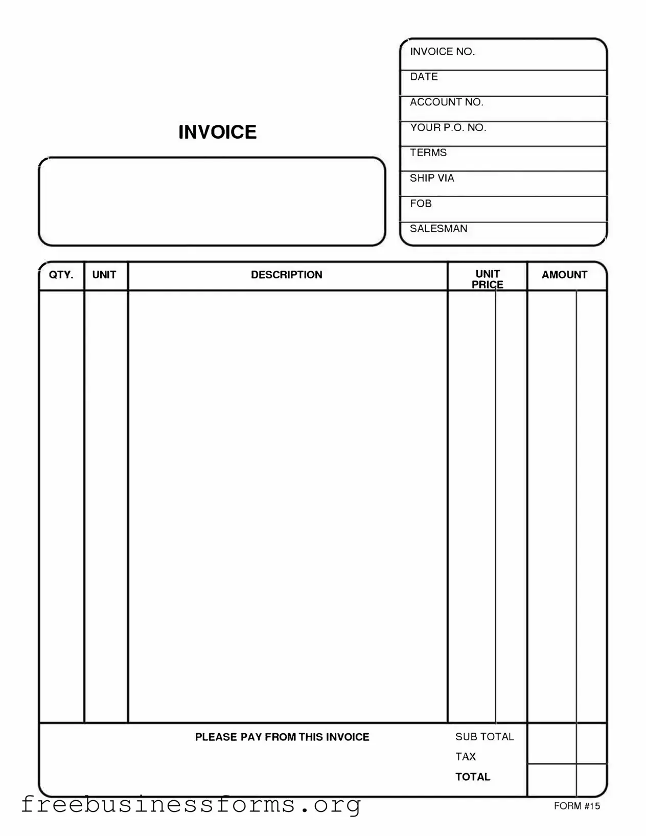 Official Free And Invoice Pdf Form in PDF