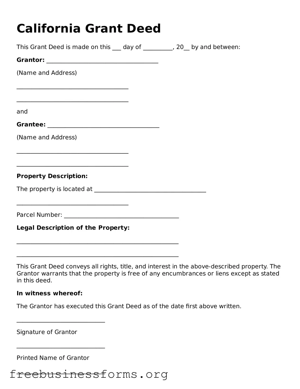 Blank  Deed Template for California