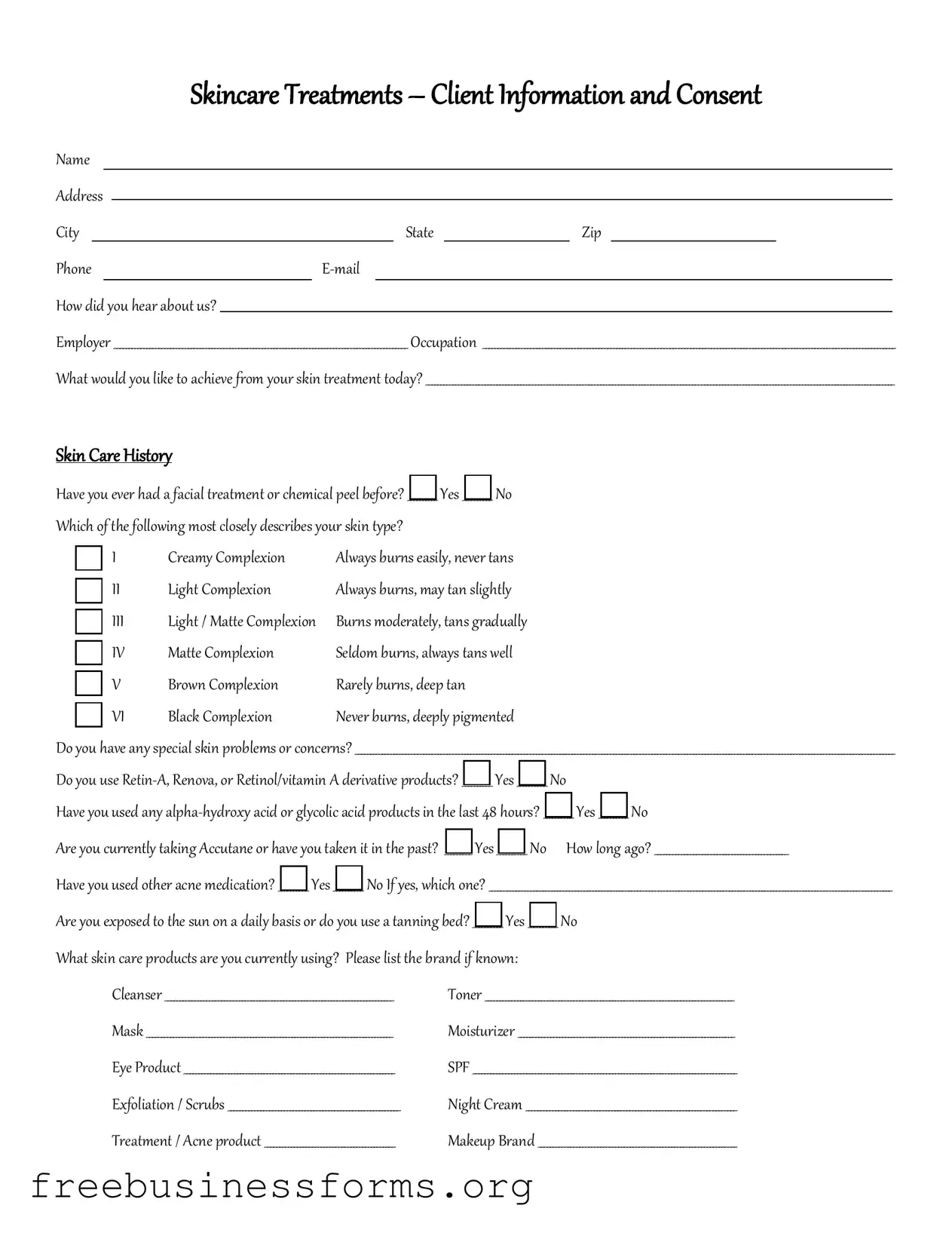 Official Facial Consent Form in PDF