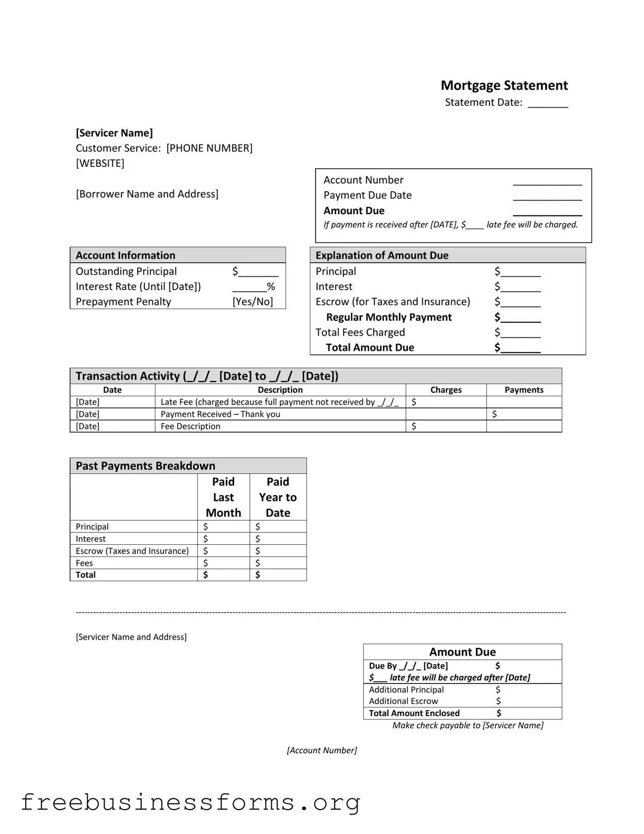 Official Mortgage Statement Form in PDF