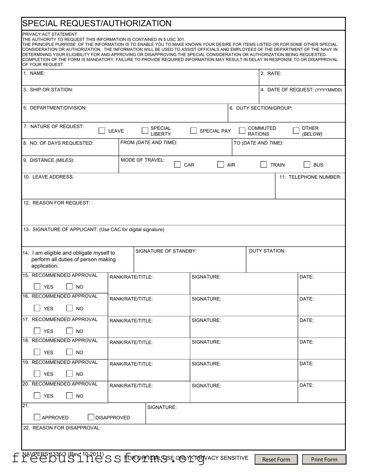 Official Navpers 1336 3 Form in PDF