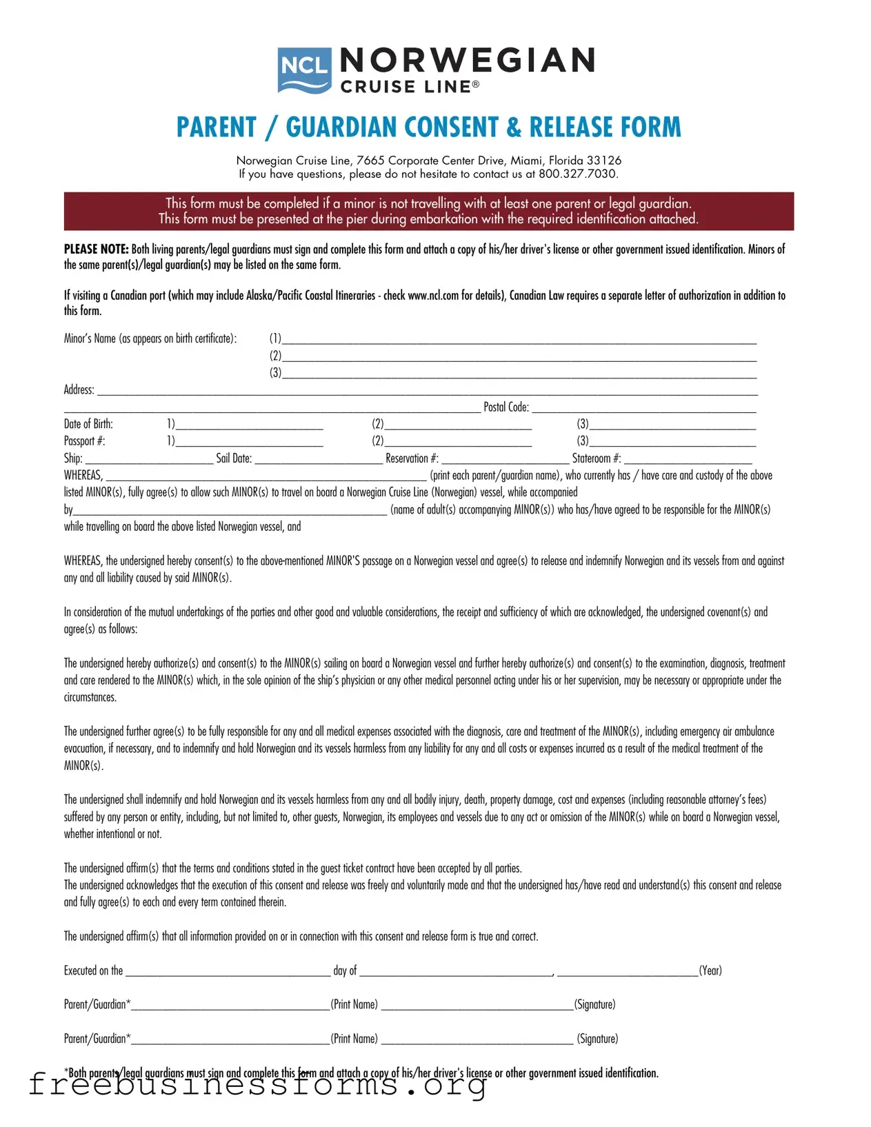 Official NCL Parental Consent Form in PDF
