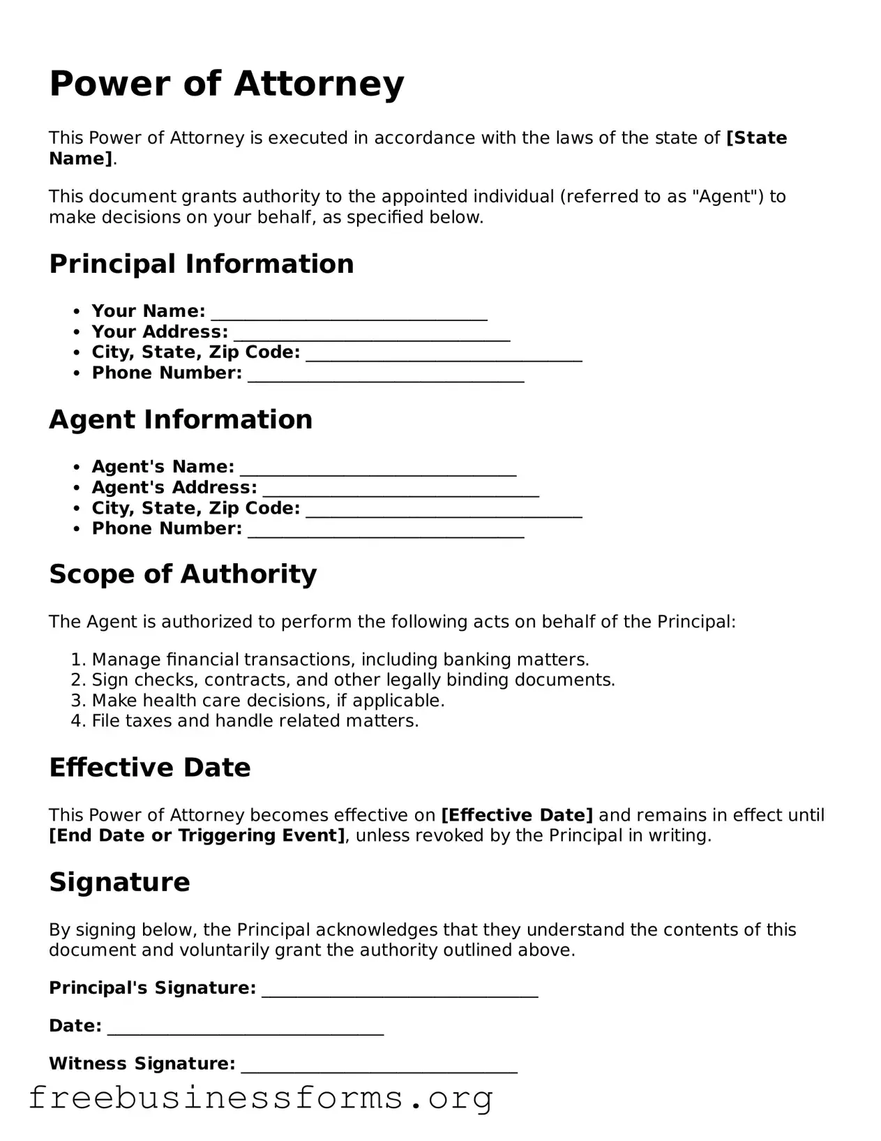 Official Power of Attorney Form