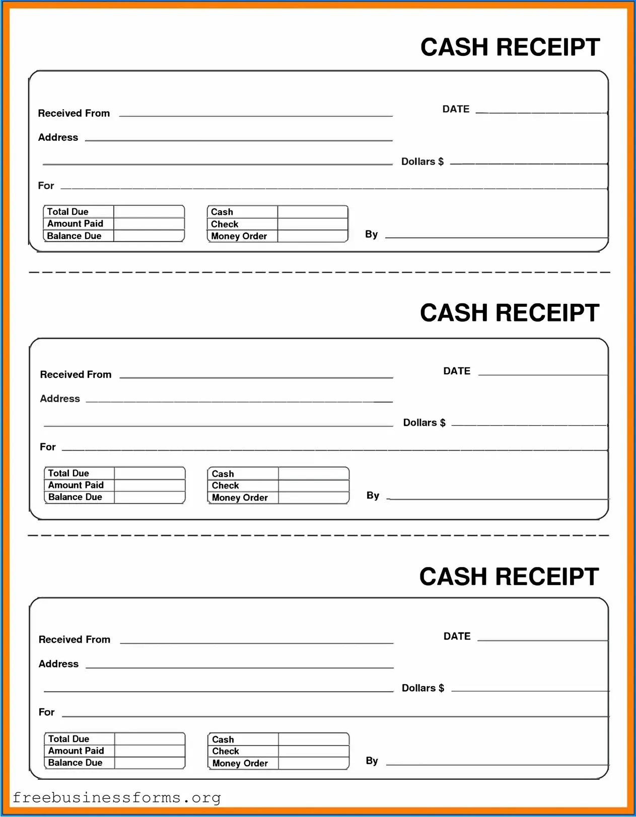 Official Cash Receipt Form in PDF