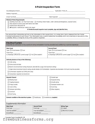 Official 4 Point Inspection Form in PDF