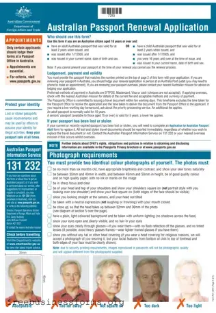 Official Australian Passport Renewal Form in PDF