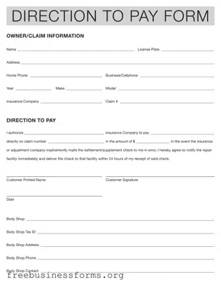 Official Authorization And Direction Pay Form in PDF