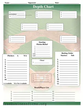 Official Baseball Field Lineup Form in PDF