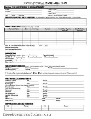 Official Annual Physical Examination Form in PDF