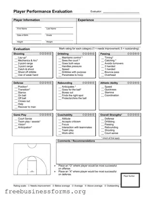 Official Basketball Evaluation Form in PDF