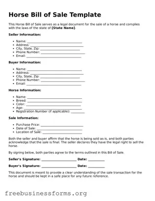 Official Horse Bill of Sale Form