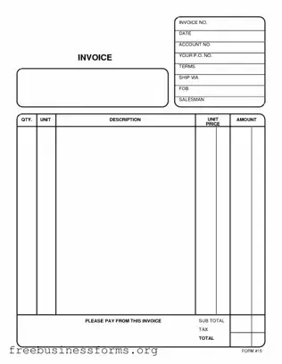 Official Free And Invoice Pdf Form in PDF