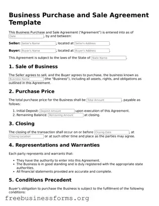 Official Business Purchase and Sale Agreement Form