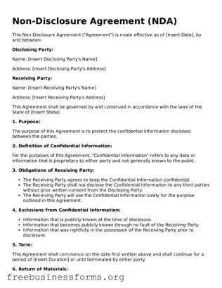 Official Non-disclosure Agreement Form