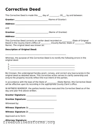 Official Corrective Deed Form