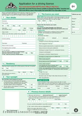 Official D1 Dvla Form in PDF