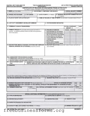 Official Dd 214 Form in PDF