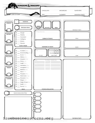 Official Dnd Character Sheet Form in PDF