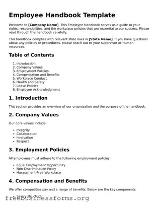 Official Employee Handbook Form