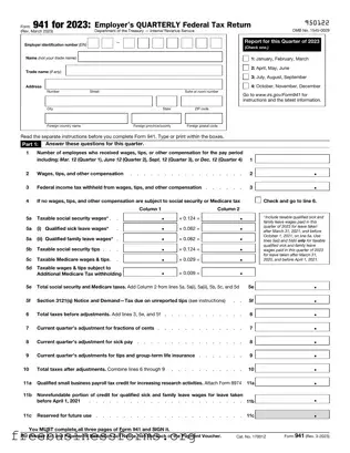 Official IRS 941 Form in PDF