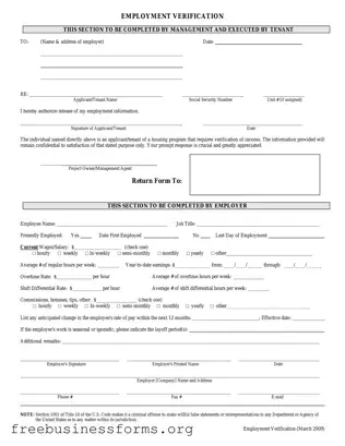Official Employment verification form Form in PDF