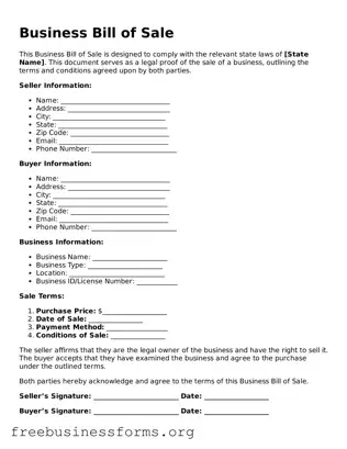 Official Business Bill of Sale Form