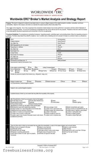 Official Erc Broker Market Analysis Form in PDF
