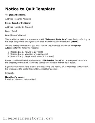 Official Notice to Quit Form