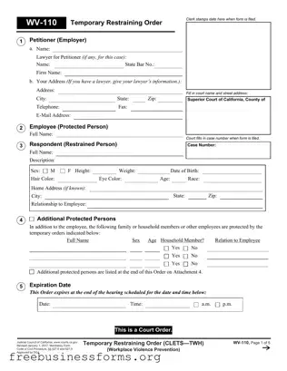 Official Fake Restraining Order Form in PDF
