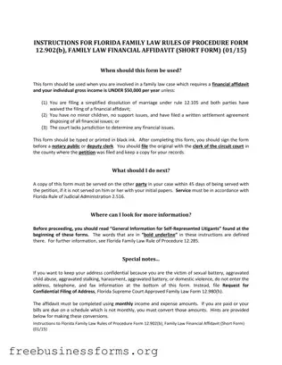 Official Florida Financial Affidavit Short 12.902(b) Form in PDF