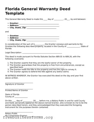 Blank  Deed Template for Florida