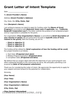 Official Grant Letter of Intent Form