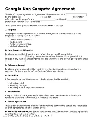 Blank  Non-compete Agreement Template for Georgia