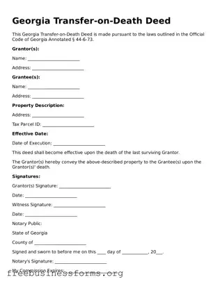 Blank  Transfer-on-Death Deed Template for Georgia