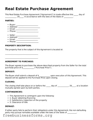 Official Real Estate Purchase Agreement Form