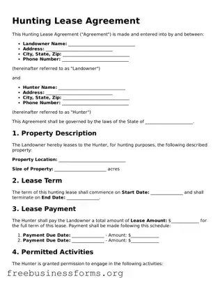 Official Hunting Lease Agreement Form