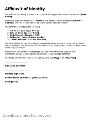 Official Affidavit of Identity Form