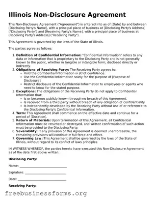 Blank  Non-disclosure Agreement Template for Illinois