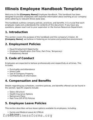 Blank  Employee Handbook Template for Illinois