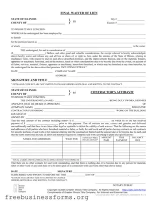 Official Illinois Final Waiver Of Lien Form in PDF