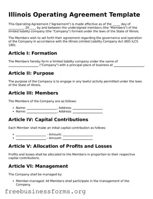 Blank  Operating Agreement Template for Illinois