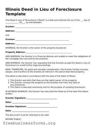 Blank  Deed in Lieu of Foreclosure Template for Illinois