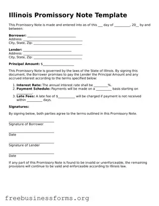 Blank  Promissory Note Template for Illinois