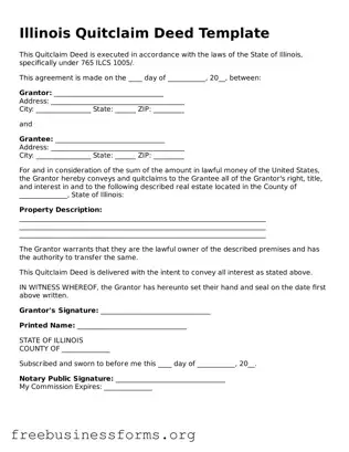 Blank  Quitclaim Deed Template for Illinois
