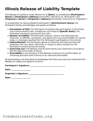 Blank  Release of Liability Template for Illinois