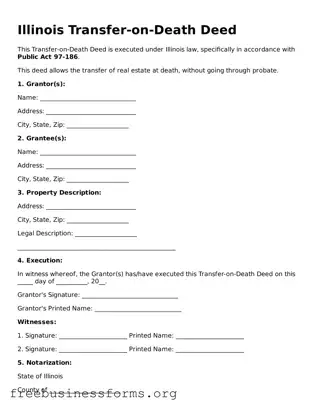 Blank  Transfer-on-Death Deed Template for Illinois